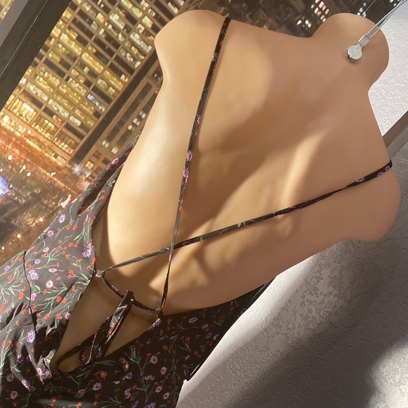 FREE PEOPLE / J.O.A. - sheer floral ties jumpsuit w top/shorts lining, zip - L - Picture 14 of 16